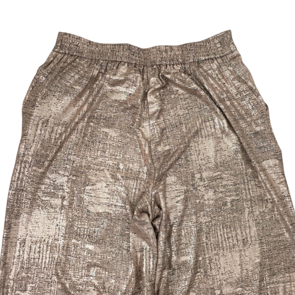 New York & Company Metallic Rose Gold Wide-Leg Jumpsuit Pants - Picture 5 of 9